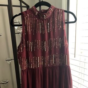 Maroon urban floor length beaded dress